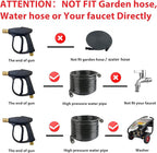Sooprinse Short Pressure Washer Gun With Foam Cannon, High Pressure Snow Foam Lance, 1/4 Inch Quick Connector, Power Washer Blaster, Car Wash Mitt, 3000 PSI, 1 Liter