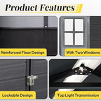 8x4 FT Resin Storage Shed with Floor Included, Outdoor Plastic Sheds & Outdoor Storage Clearance with 2 Windows and Lockable Door, Backyard Storage Shed for Garden Tools, Bike, Black+Grey