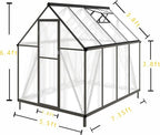 CQZY 6x8 FT Walk-in Greenhouse for Outside,Dark Gray