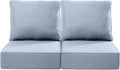 Luxury 22x24/22x25 6-Inch Outdoor Seat Cushions - Set of 2 Water Resistant Patio Chair Comfortable Cushion for Rattan Dining Rocker Glider Chairs Loveseat Couch Sectional Sofa - Baby Blue