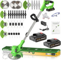 Cordless Weed Wacker, 21V Electric Grass Trimmer with 2 Battery and Charger 5 Types 26Pcs Blade 3 in 1 Weed Eater Lawn Edger Brush Cutter for Lawn Yard Garden