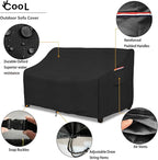okcool Heavy Duty Patio Sofa Cover, 100% Waterproof 3-Seater Outdoor Sofa Cover Fits up to 79W x 38D x 35H Inches, Lawn Patio Furniture Covers,Black