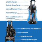 5000PSI Pressure Washer 4.0GPM High Power Washer with M22-14mm Pressure Hose 33FT, Powerwashers with 1/4" QC Compatible Surface Cleaner, 5 Nozzles and Soap Bottle for Home, Car, Patio (Blue)
