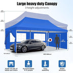 COBIZI 10x20 Pop Up Canopy with 6 Sidewall, Commercial Canopy UPF 50+ Waterproof Outdoor Gazebo with Carry Bag, Tents for Parties with Upgrade Frame, 3 Height Adjustable, Blue