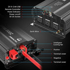 Power Inverter 2000Watt 12V DC to 110V 120V AC Built-in UL Approved Fuses with Remote Control & 2.4A USB Port 3AC Outlets Compatible with Lithium Battery for Off-Grid Solar Home RV Truck by VOLTWORKS