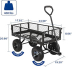 BILT HARD Flat Free Steel Garden Cart 400 Lbs, Heavy Duty Utility Wagon with Removable Mesh Sides, No-Flat Garden Carts and Wagons Flatbed, Black