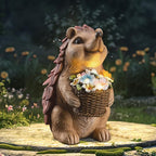 Frog Garden Statue with Solar Lantern (Hedgehog)