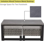 HUMMUH 6 Piece Patio Furniture All Weather Wicker Outdoor Sectional Sofa,High Back Patio Chairs,Coffee Table and Ottomans Set for Porch,Garden,Backyard