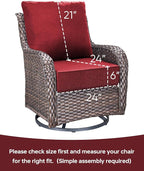 Luxury 24x24x6 Inch Outdoor Deep Seat Cushions Set of 6 - Comfortable Patio Zipper Chair Cushion for Outside Sets Wicker Dining Rocking Swivel Chairs Loveseat Couch Sectional Sofa - Red