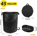 YUDI & GARDEN 45 Gallon Collapsible Garden Bag｜Collapsible Trash Can｜Camping Trash Can,Black,for Collecting Weeds, Party and Yard Waste