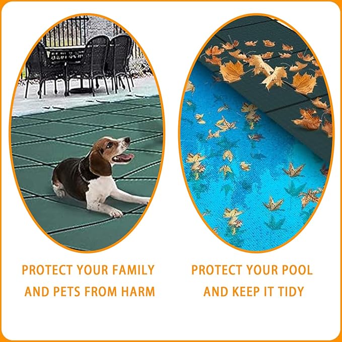 Swimming Pool Safety Underground Pool Cover, Swimming Pool Safety Cover, Cold Resistant Pool Cover 20' X 40' Contains All Hardware for Installation, Sturdy and wear-Resistant, Green