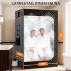 DoCred Upgraded 2 Person Portable Sauna Box, Extra Large Portable Steam Sauna for Home,Personal Sauna Tent Full Body with 2 Steamers, 2 Folding Chair,Remote Control