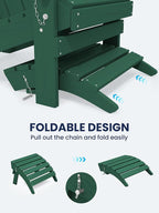 KINGYES Folding Adirondack Ottoman for Adirondack Chair, Green