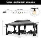 PURPLE LEAF Hardtop Gazebo 12' x 20' Gazebo with Galvanized Steel Double Roof and Aluminum Frames All Weather Wind Resistance Heavy Duty Large Pavilion Gazebos for Patio Deck Garden, Light Grey