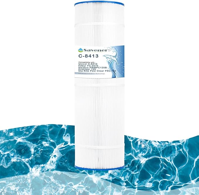 Savener® C-8413 Pool Filter Cartridge, Replaces PWWPC125B, Unicel C-8413, Filbur FC-2575, Proclear 125, Sta Rite Posi Clear PXC-125, 125 Sq. Ft, 1 Pack