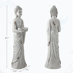 Zen Garden Asian Buddha Statue, 42.1" Large Outdoor Yard Sculpture,Durable Magnesium Oxide Stone Decor for Patio, Yard,Indoor Spaces, Antique White