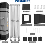 HOTEEL 10x20 Pop up Canopy Tent for Parties, Heavy Duty Easy Setup Tent with 6 Sidewalls, Outdoor Commercial Instant Gazebo for Wedding Event, with Roller Bag & Sand Bags, Black(Hexagonal Frame)