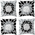 Qahing Pack of 4 Outdoor Waterproof Pillow Covers 16x16 Decorative Outdoor Throw Pillows Garden Square Cushion Cases for Patio Furniture, Couch, Tent Sunbrella, Bench, Black Grey