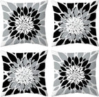 Qahing Pack of 4 Outdoor Waterproof Pillow Covers 16x16 Decorative Outdoor Throw Pillows Garden Square Cushion Cases for Patio Furniture, Couch, Tent Sunbrella, Bench, Black Grey