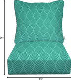 RSH DECOR: Deep Seating Cushion with Pillow Back | 23” x 26” Seat | All-Weather Spun Fabric | Water and Fade-Resistant | Outdoor Chair Cushion Set for Patio Furniture | Fenbrook Teal
