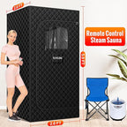 Upgraded Sauna Box for Relaxation, Detoxification, Portable Sauna for Home with Steamer, Remote Control, Folding Chair, 9 Levels, 2.6’ x 2.6’ x 5.9’