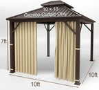 Gazebo Universal Replacement Privacy Curtain – Hugline 10' x 10' Gazebo Side Wall Outdoor Privacy Panel with Zipper (Beige)