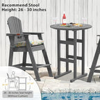 Sundale Outdoor Adirondack Round Bar Table, 39 Inch Height Patio Large Pub Table for 4, All Weather HDPE High Top Bistro Counter Tabl for Outside Deck Porch Balcony Poolside, Gray