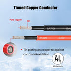 8 AWG Solar Cable 10FT Red + 10FT Black Tinned Copper Wire, 8 Gauge Solar Panel Wire for RV, Automotive, Trailer, Marine, Outdoors