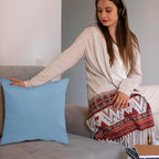 Covers & All Premium Square Throw Pillow Inserts with Covers Set of 4, 16 x 16 Inches Sky Blue, Decorative Cushions for Couch Sofa Home Decor Office Travel UV Resistant Waterproof Soft Cushions