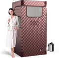 Giantex Portable Sauna Box, Full Body Steam Sauna for Home with 3L Generator, Remote Control, Folding Chair & Wooden Foot Roller, Lightweight Single Person Sauna Tent, 36" x 36" x 72", Coffee
