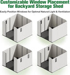 EAGLE PEAK 8x8 Resin Outdoor Storage Shed, Weatherproof Garden Shed with Floor & Lockable Doors, Tool & Equipment Storage for Backyard or Patio, White/Gray