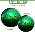 Lily's Home Stainless Steel Gazing Globe Mirror Ball, Colorful and Shiny Addition to Any Garden or Home. Sparkling Green (10 Inch)
