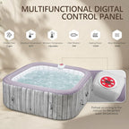 UHOMEPRO Inflatable Hot Tub Spa Set, Outdoor Bubble Massage Portable Hot Tubs with 130 Soothing Jets, Insulated Cover, Internal Heater Pump, 6 Filter Cartridges (Square)