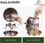 Kingsyard Metal Bird Feeders for Outdoors Hanging with 8 Ports, 4.5 lbs Large Tube Bird Feeder with Seed Tray for Cardinal Finch, Easy to Fill and Clean, Copper