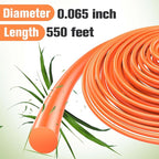 String Trimmer Line .065", 550 Feet Weed Eater String, Round Trimmer Line for Universal Replacement, Orange Premium Nylon String Trimmer Line For Light Grass&Weeds