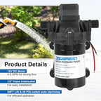 4.0 GPM 12V DC 45 PSI Revolution Water Pump with Pressure Switch Compatible with Camper, RV, Shower, Sprayer