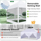 COBIZI 10x10 Heavy Duty Pop Up Canopy with 4 Mosquito Netting Wall, Easy Set Up Commercial Gazebo Party Tent, Outdoor Instant Screen Canopy for Backyard, Patio, Garden, White