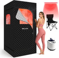 Upgraded Infrared Sauna Box for Relaxation, Portable Sauna for Home, Sauna Tent with 660nm Red Light Therapy, Quick Heating and Easy Setup, Personal Sauna with 2.5L/1000W Steamer, 2.6’ x 2.6’ x 5.9’