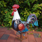 LIFFY Metal Rooster Yard Decor,18" Solar Rooster Outdoor Decor with LED Lights,Chicken Home Decorative Ornaments,Garden Statues for Outside Patio Backyard Landscape Lawn