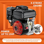 4400PSI Gas Pressure Washer with Hose Reel, One-Button Start 296cc 15HP 4-Cycle Engine, 4.0 GPM Heavy Duty Power Washer with 50FT 3/8" Hose, Spray Gun & Wand, 5 Quick Connect Nozzles