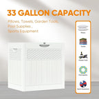 33 Gallon Resin Deck Box, Weatherproof Outdoor Storage Box for Patio, Garden and Yard, Lockable Waterproof Bin for Tools, Cushions, and Accessories, White