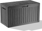 Vixzen 85 Gallon Resin Deck Box, Lockable Outdoor Storage Box for Patio Cushions Storage Furniture,Garden Tools, Pool Supplies, Weatherproof and UV Resistant