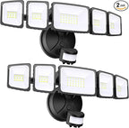 Onforu 5 Heads 55W LED Security Lights Motion Sensor Outdoor, 360° Wide Angle Wide Illumination, 5000LM Flood Light, 6500K, IP65 Waterproof, Hardwired Wall Light for Garage, Yard, Porch, Entryway