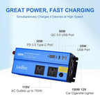 Power Inverter 12v to 110v 1000w: 1000 Watt Dc to Ac Converter Battery Inverters for Car Charger Adapter with Outlet Plug - Inverter with Cigarette Lighter for Car Truck Vehicles Rv Boat Home Auto