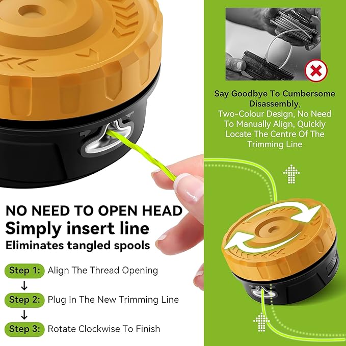 KAITAI Universal Weed Eater Head Replacement-Only Fit Left-Hand Thread,Easy Feed Trimmer Head Weed Wacker Head for Echo, Ego, Dewalt,Stihl,Ryobi, with 14ft 095" Trimmer Line,6 Adapts,Simple Tap & Go