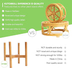 Set of 2 Boho Rattan Woven Round Decorative Risers Plant Stands Indoor, Mid Century Minimalist Modern Plant Stand, Wicker Short Plant Stand Holder Suitable Fits 8'' and 12'' Pots