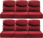Luxury 24x24x6 Inch Smile Patio Cushions for Outdoor Furniture Set of 6 - Thick Back & Deep Seat Outside Replacement Chair Pillows for Rattan Metal Glider Loveseat Sectional Sofa - Red