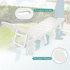 Outdoor Chaise Lounge Chairs Set of 2, 2-Piece, 26.8” Super Wide Lounge Chair Outdoor, HDPS Pool Chairs with 5 Positions, Patio Lounge Chair with Wheels for Pool,Lawn,Backyard, White
