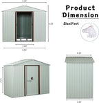 6 x 5 FT Outdoor Storage Shed, Metal Garden Shed with Floor Frame, Tool Shed Outdoor Storage with Lockable Sliding Doors & Air Vents, Storage House Waterproof for Backyard, Lawn, White