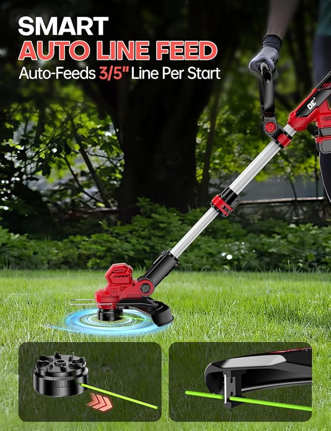 Cordless Weed Wacker, for Milwaukee M18 Battery,3 in 1 Battery Powered Weed Eater & Edger & Mower with Auto Line Feed, 20000 RPM 12 Inch Brushless Grass Trimmer, 6 Line Spools String Trimmer for Lawn